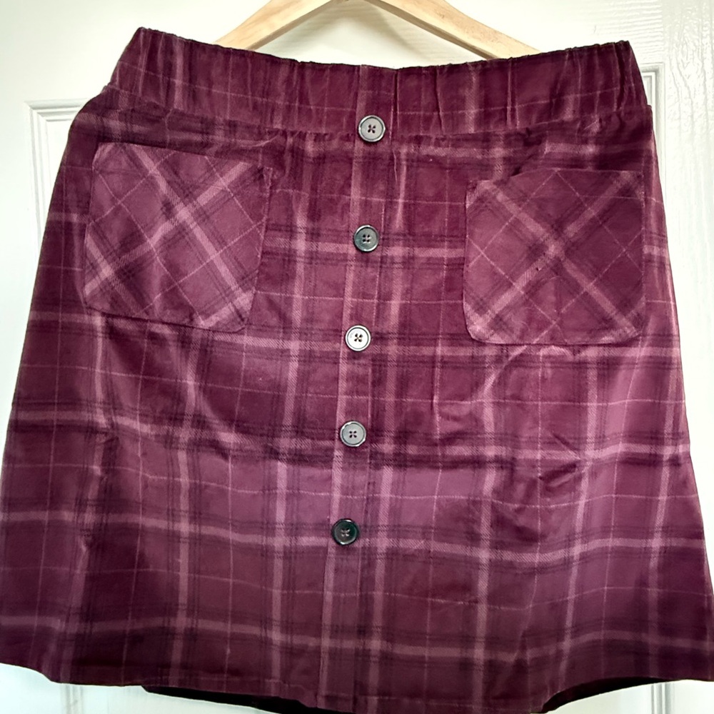 Torrid Burgundy Plaid Mini Skirt